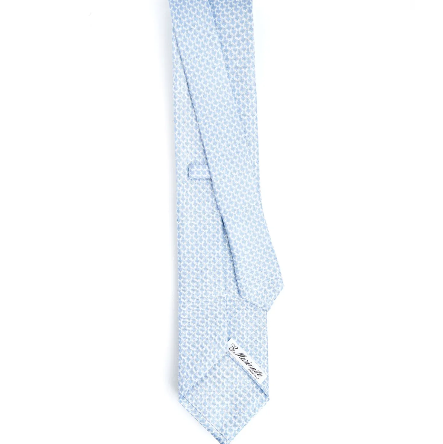 CRAVATTA SARTORIALE CLASSICA IN SETA AZZURRA Microfantasia m geometrica