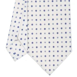 CRAVATTA SARTORIALE CLASSICA IN SETA BIANCA Microfantasia fiore