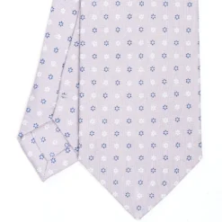 CRAVATTA SARTORIALE CLASSICA IN SETA GRIGIO CHIARO Microfantasia fiore