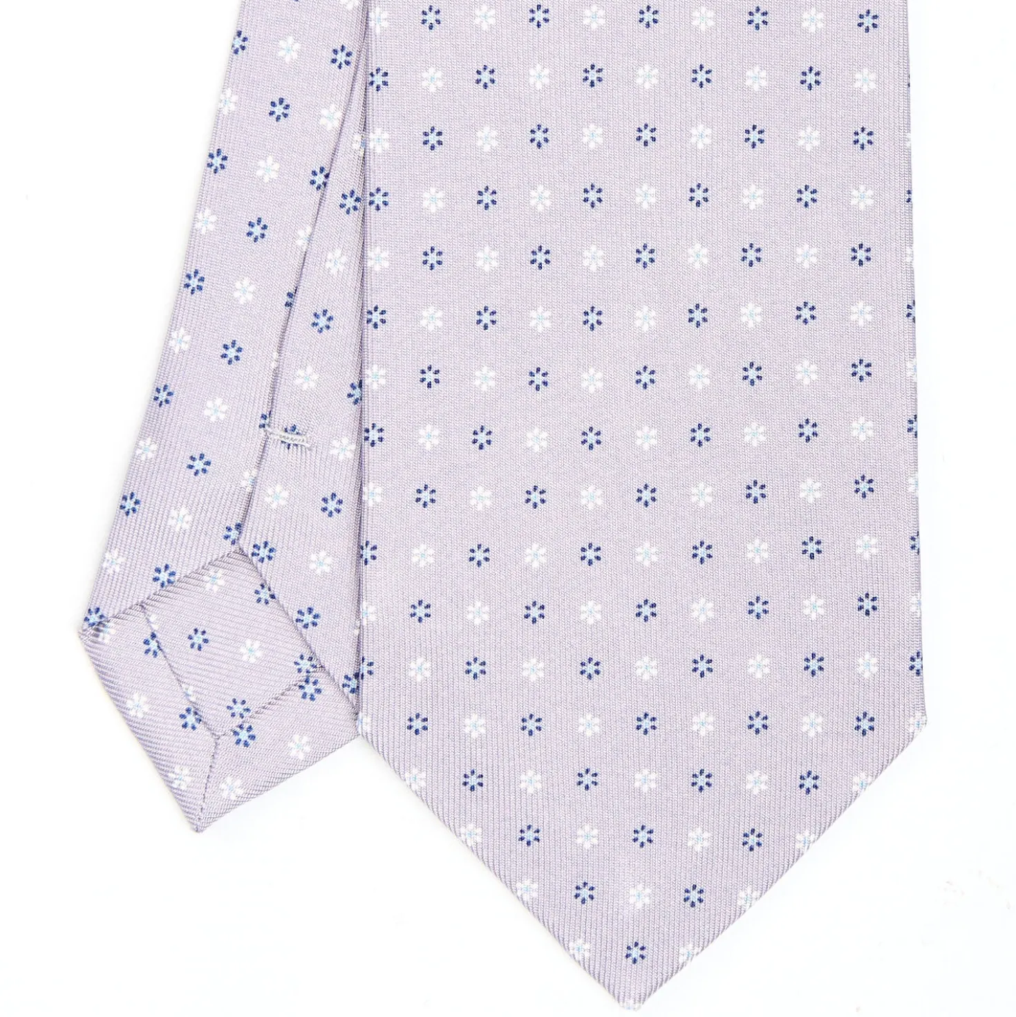 CRAVATTA SARTORIALE CLASSICA IN SETA GRIGIO CHIARO Microfantasia fiore