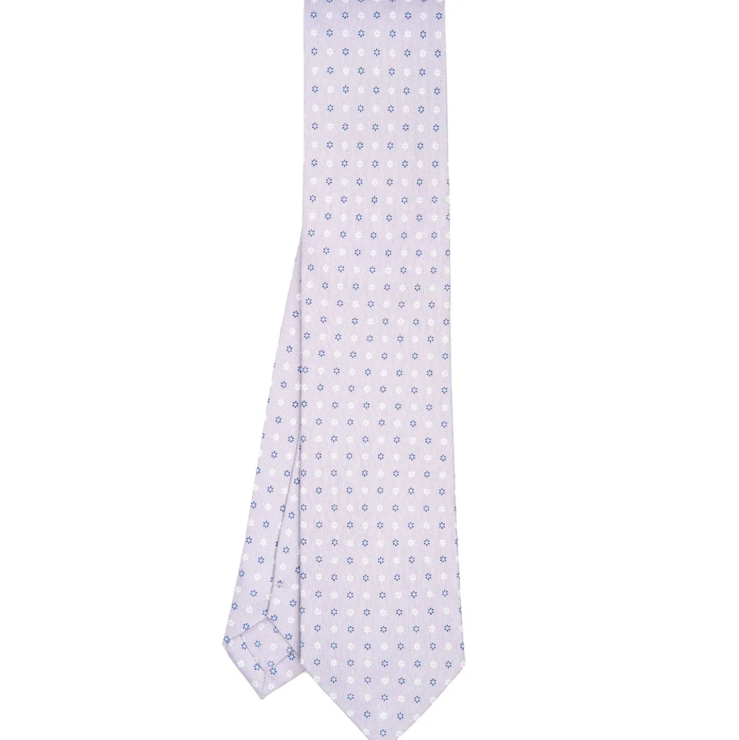 CRAVATTA SARTORIALE CLASSICA IN SETA GRIGIO CHIARO Microfantasia fiore