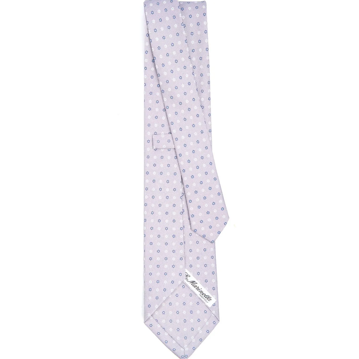CRAVATTA SARTORIALE CLASSICA IN SETA GRIGIO CHIARO Microfantasia fiore