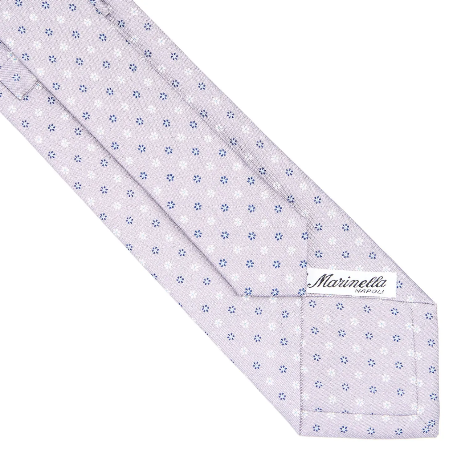CRAVATTA SARTORIALE CLASSICA IN SETA GRIGIO CHIARO Microfantasia fiore