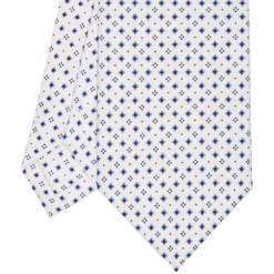 CRAVATTA SARTORIALE CLASSICA IN SETA BIANCA Microfantasia fiore