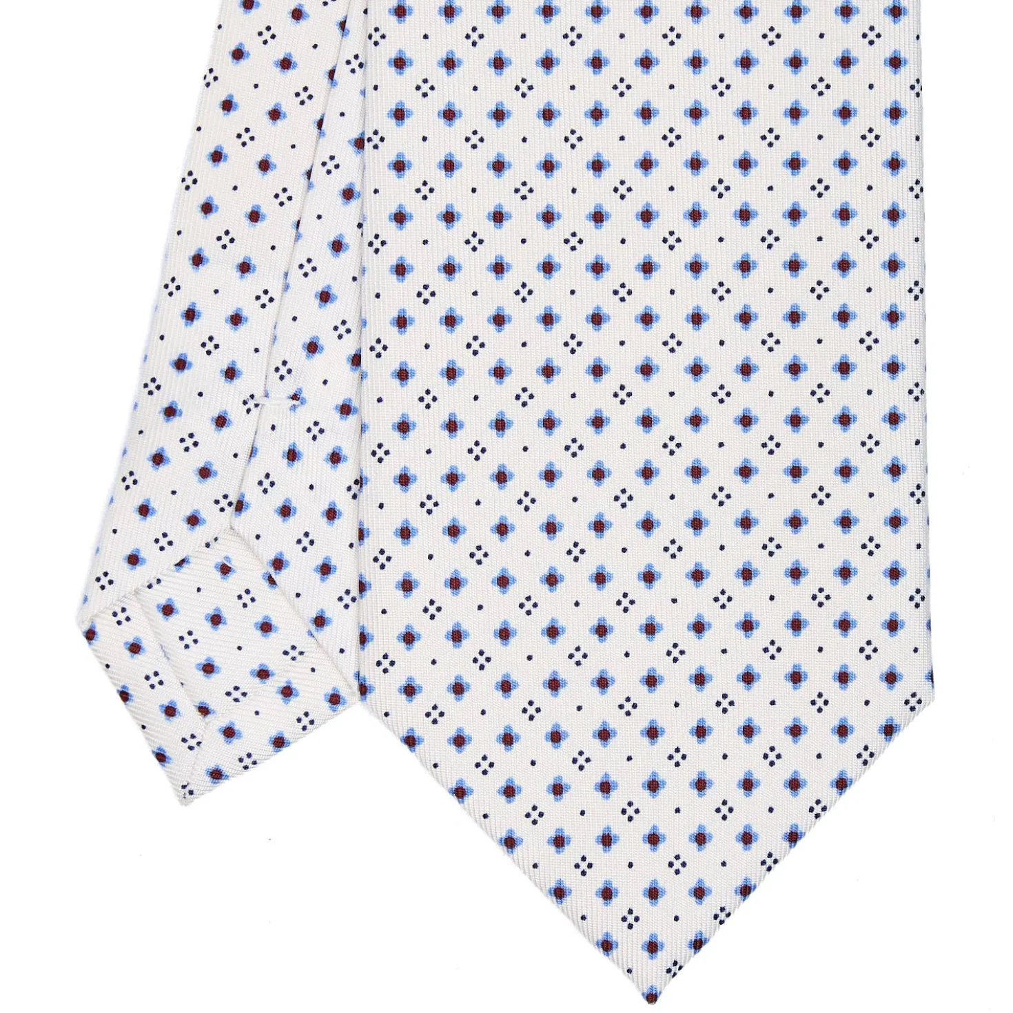 CRAVATTA SARTORIALE CLASSICA IN SETA BIANCA Microfantasia fiore