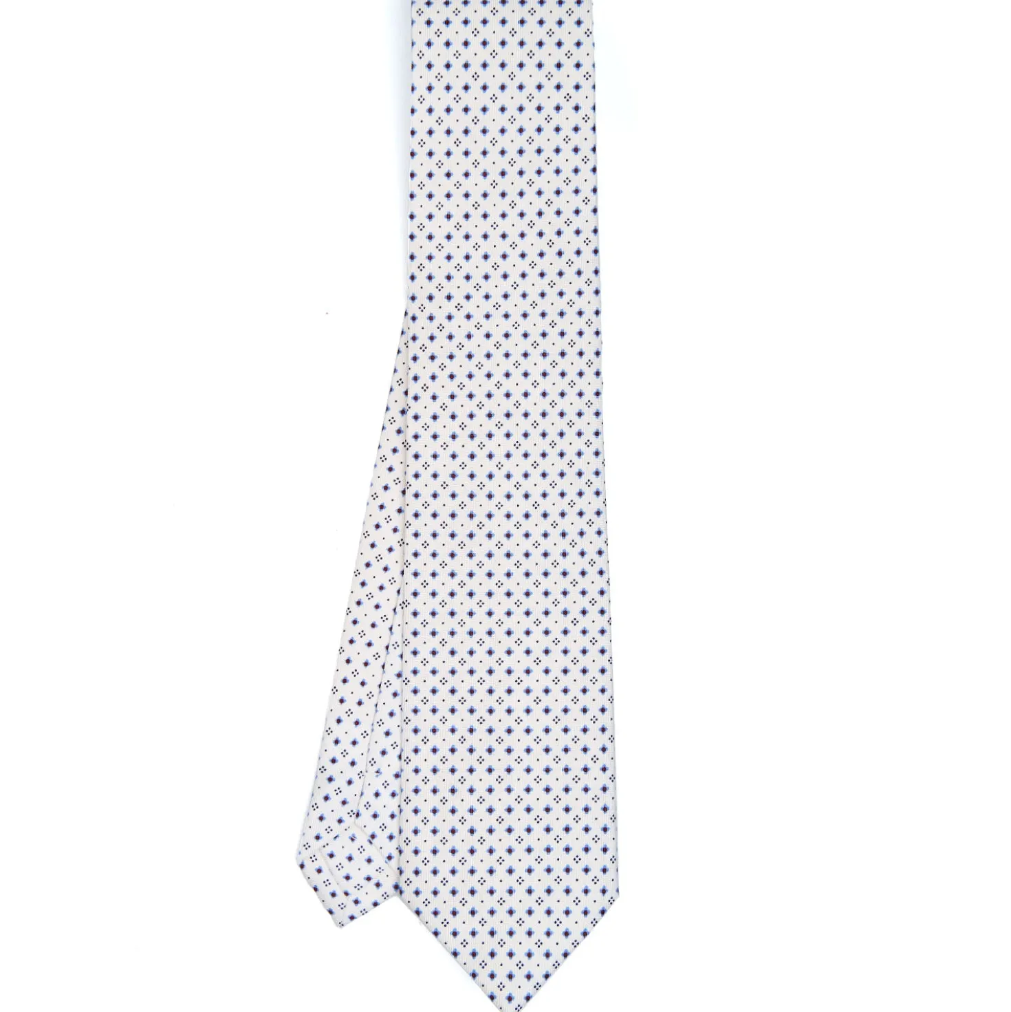 CRAVATTA SARTORIALE CLASSICA IN SETA BIANCA Microfantasia fiore