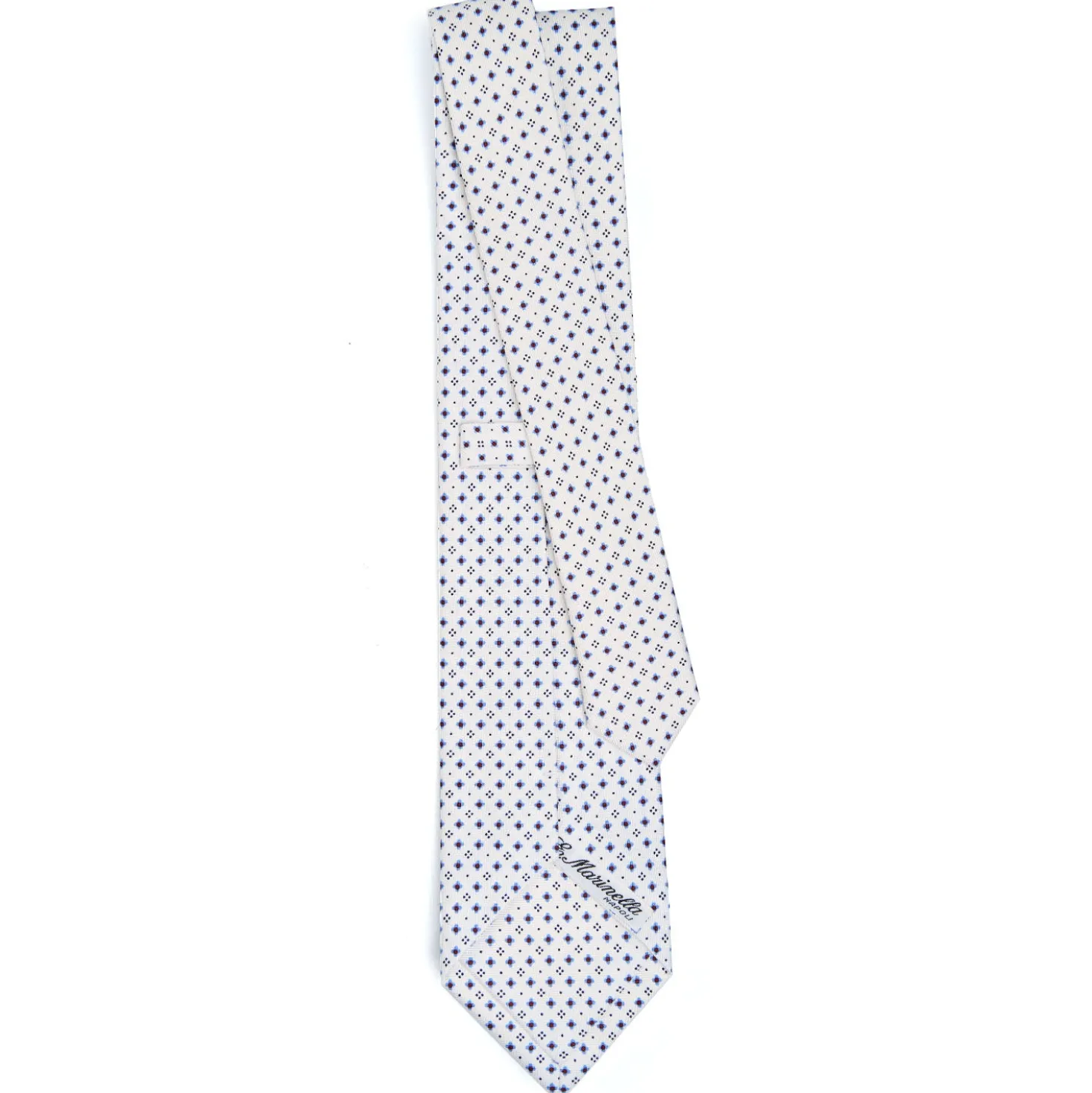 CRAVATTA SARTORIALE CLASSICA IN SETA BIANCA Microfantasia fiore