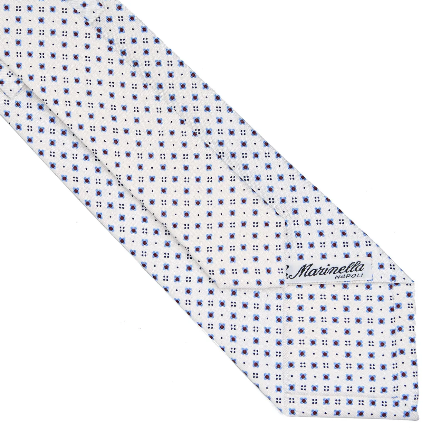 CRAVATTA SARTORIALE CLASSICA IN SETA BIANCA Microfantasia fiore