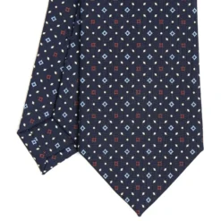 CRAVATTA SARTORIALE CLASSICA IN SETA BLU SCURO Microfantasia fiore