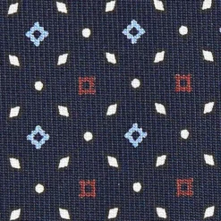 CRAVATTA SARTORIALE CLASSICA IN SETA BLU SCURO Microfantasia fiore