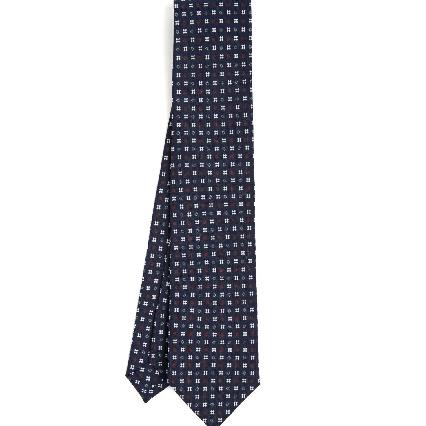 CRAVATTA SARTORIALE CLASSICA IN SETA BLU SCURO Microfantasia fiore