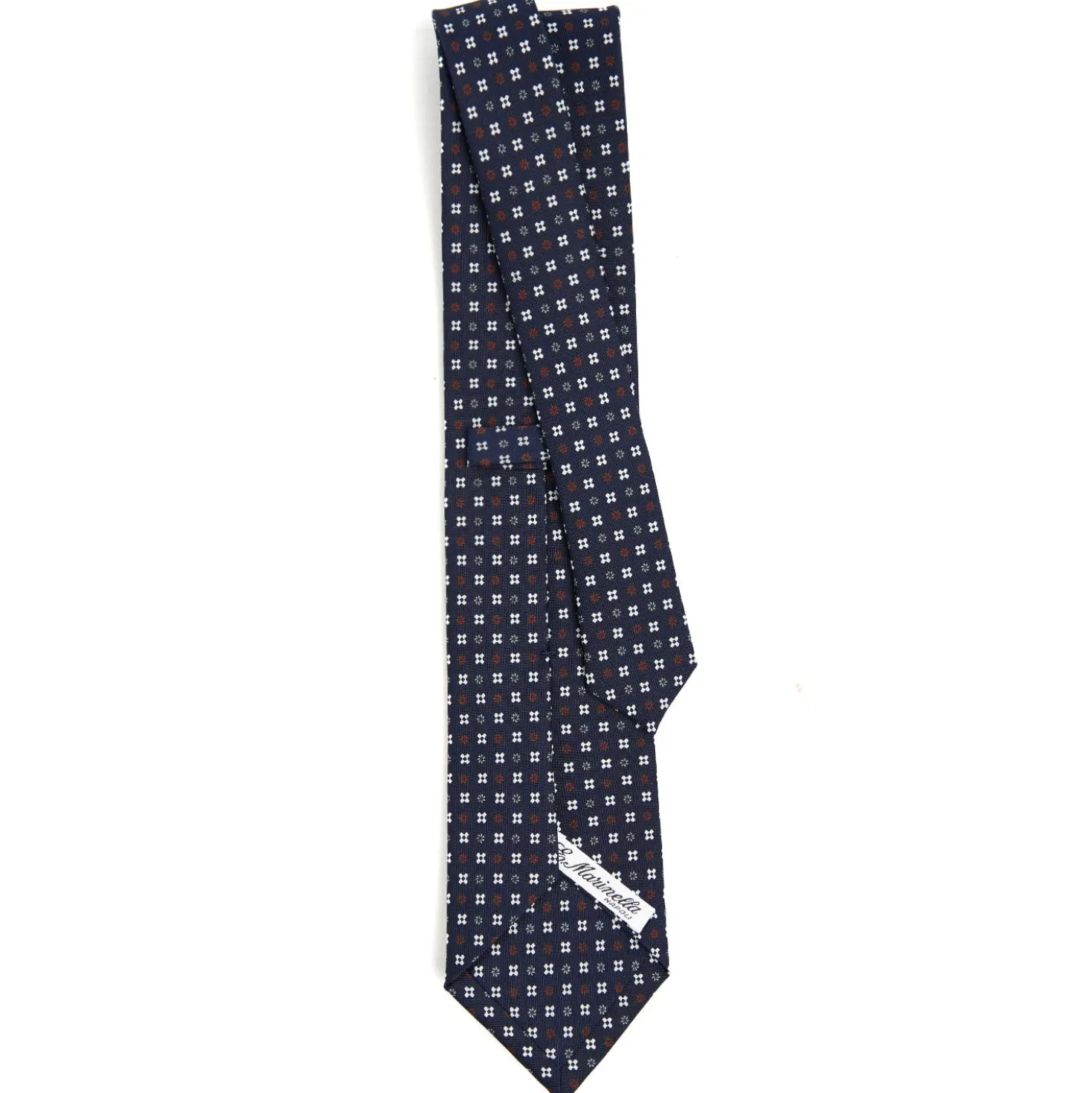 CRAVATTA SARTORIALE CLASSICA IN SETA BLU SCURO Microfantasia fiore