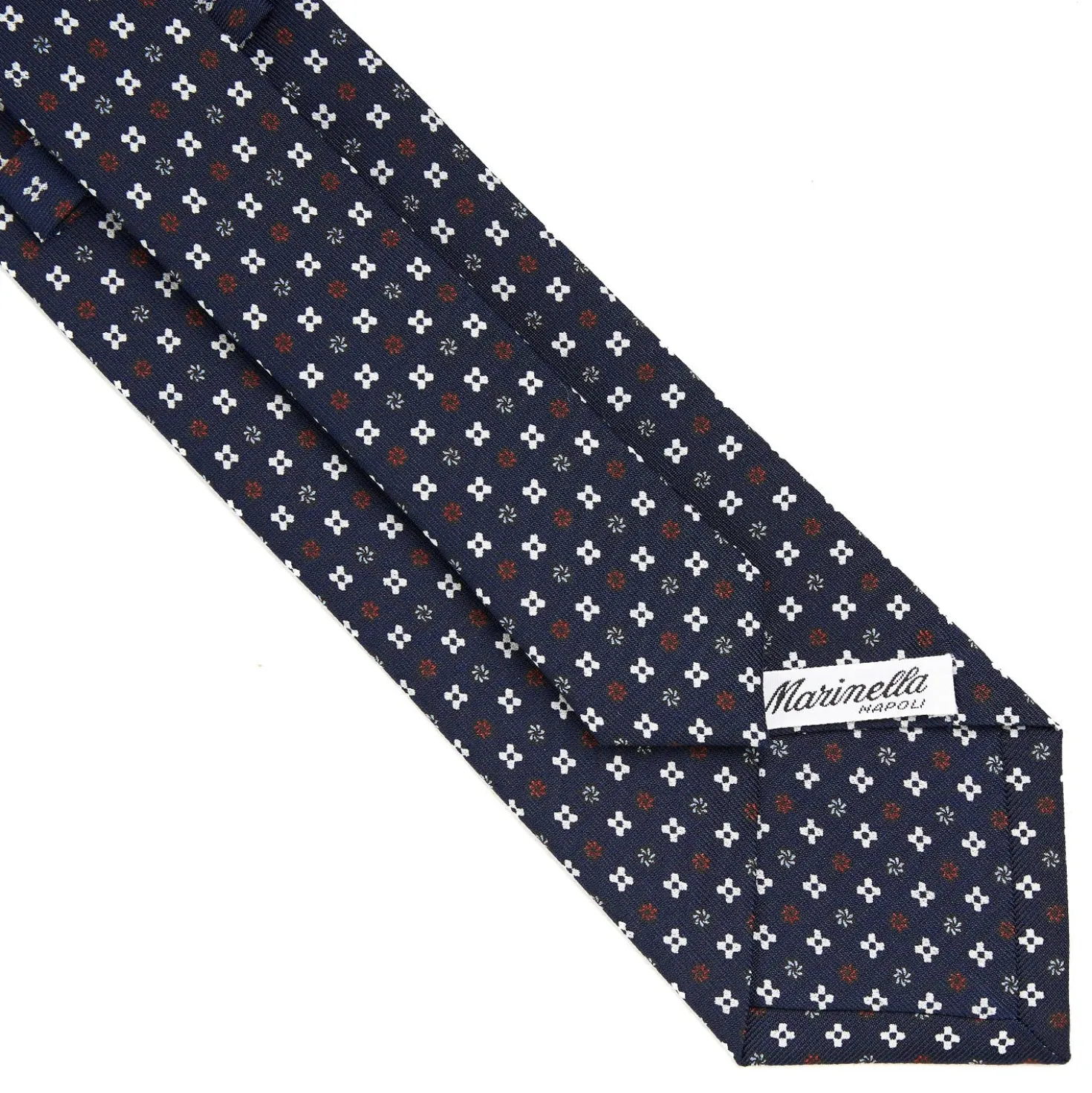 CRAVATTA SARTORIALE CLASSICA IN SETA BLU SCURO Microfantasia fiore