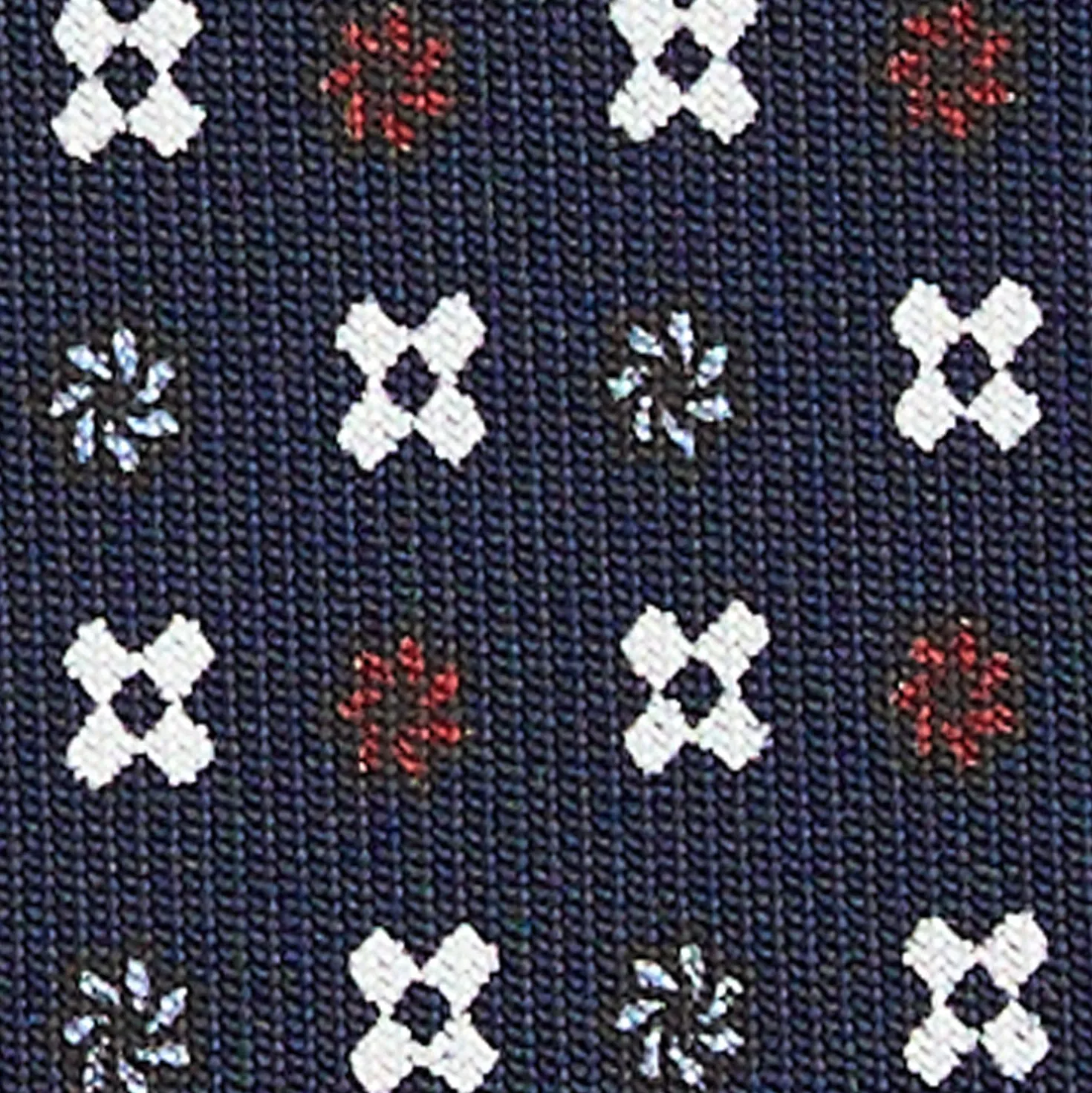 CRAVATTA SARTORIALE CLASSICA IN SETA BLU SCURO Microfantasia fiore