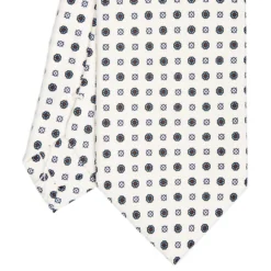 CRAVATTA SARTORIALE CLASSICA IN SETA BIANCA Microfantasia fiore
