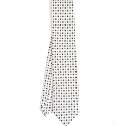 CRAVATTA SARTORIALE CLASSICA IN SETA BIANCA Microfantasia fiore