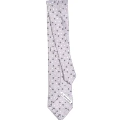 CRAVATTA SARTORIALE CLASSICA IN SETA GRIGIO CHIARO Microfantasia fiore