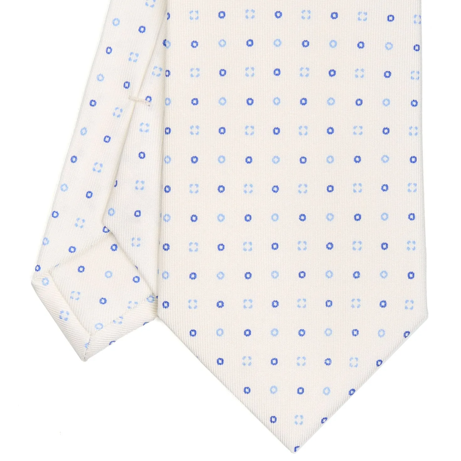 CRAVATTA SARTORIALE CLASSICA IN SETA BIANCA Microfantasia fiore
