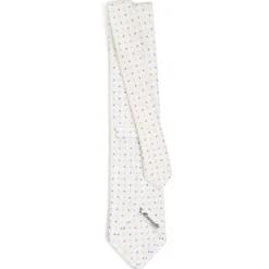 CRAVATTA SARTORIALE CLASSICA IN SETA BIANCA Microfantasia fiore
