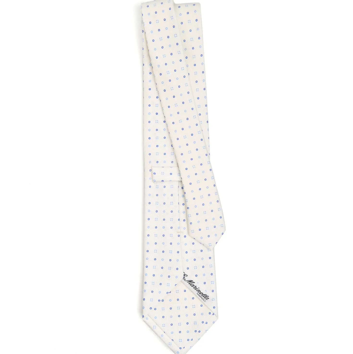 CRAVATTA SARTORIALE CLASSICA IN SETA BIANCA Microfantasia fiore