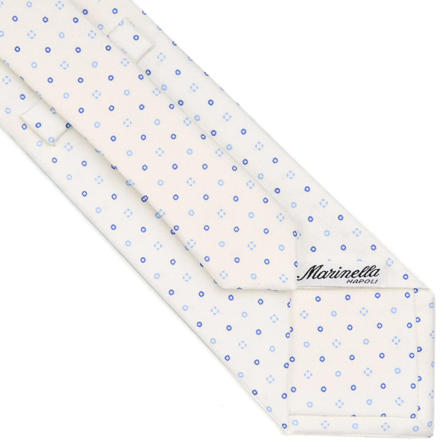 CRAVATTA SARTORIALE CLASSICA IN SETA BIANCA Microfantasia fiore
