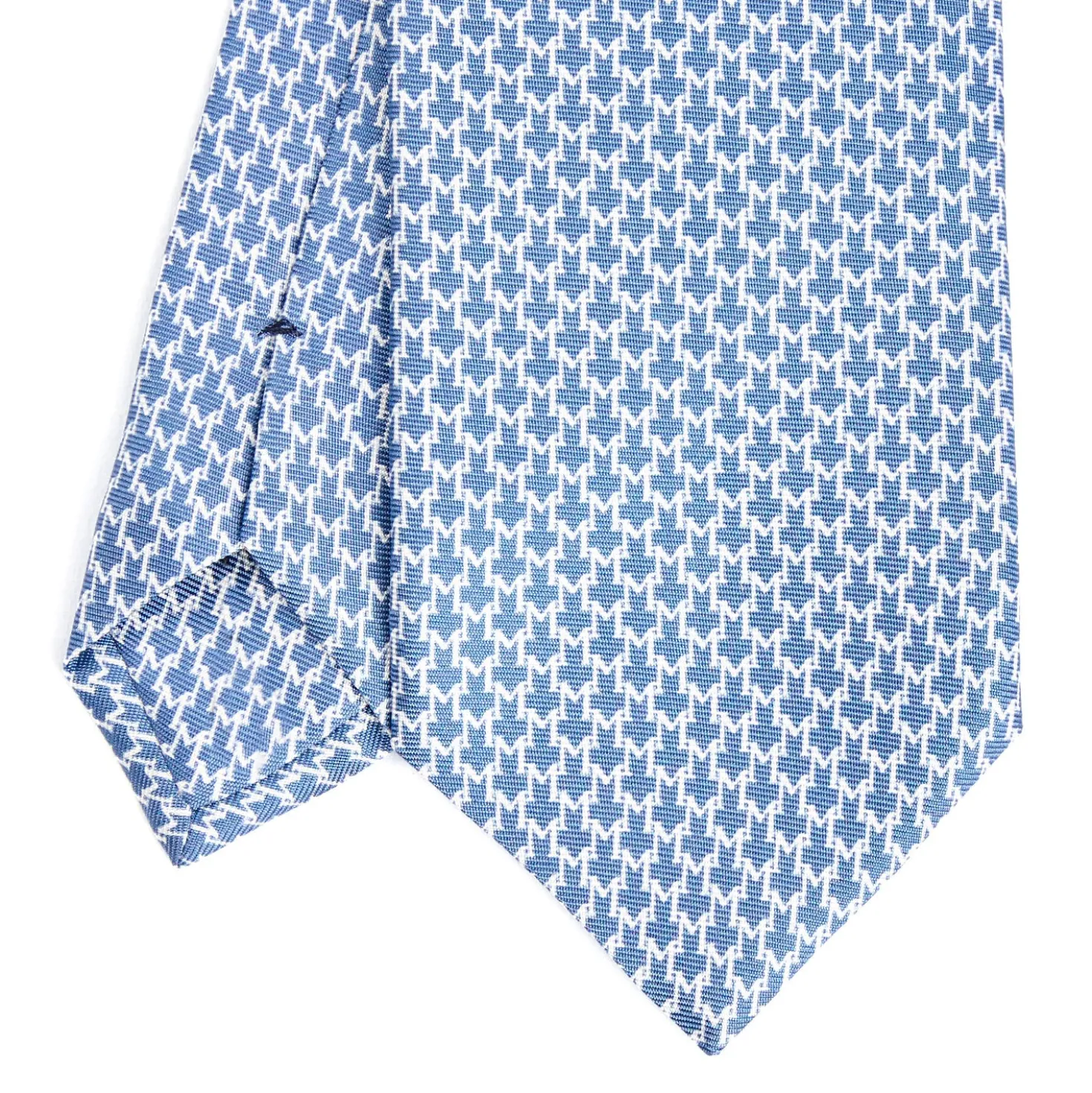 CRAVATTA SARTORIALE CLASSICA IN SETA BLU Microfantasia m geometrica