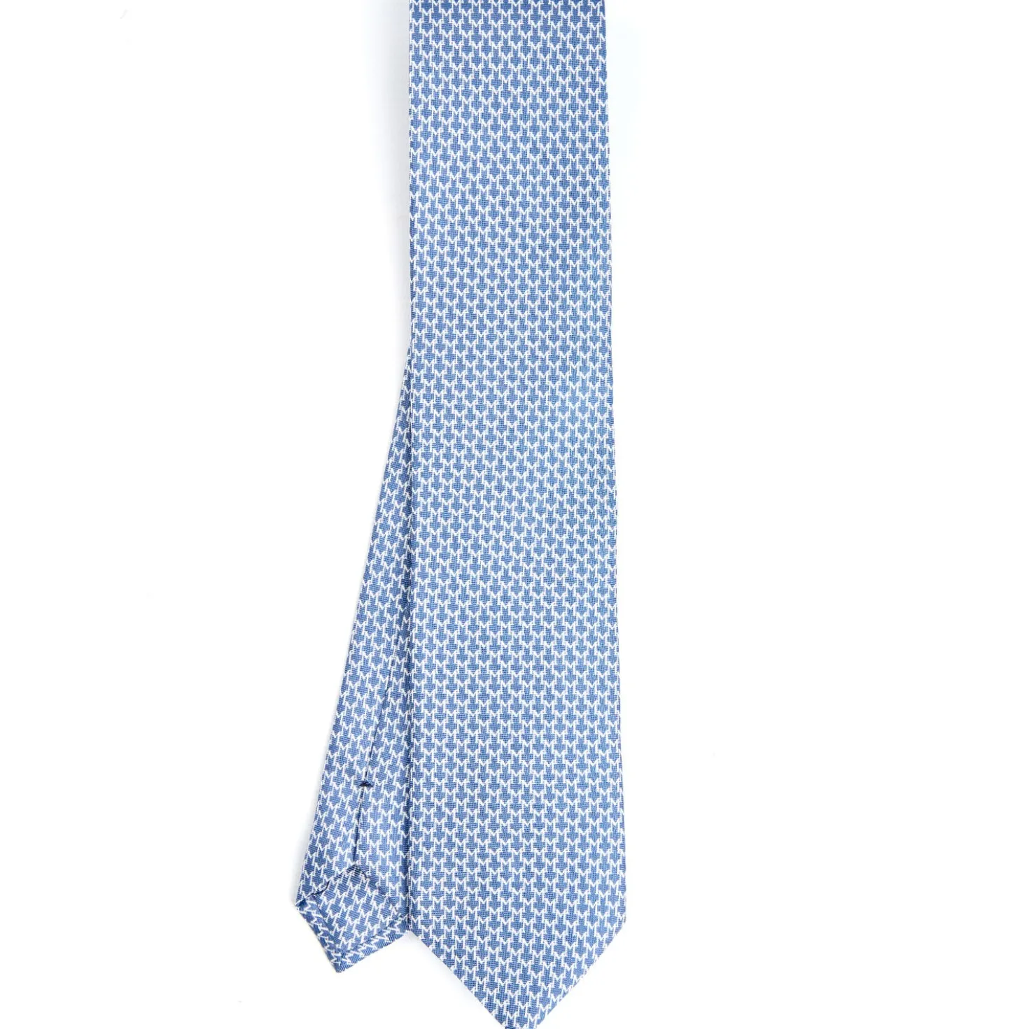 CRAVATTA SARTORIALE CLASSICA IN SETA BLU Microfantasia m geometrica