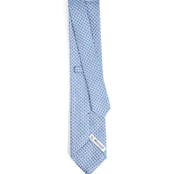 CRAVATTA SARTORIALE CLASSICA IN SETA BLU Microfantasia m geometrica