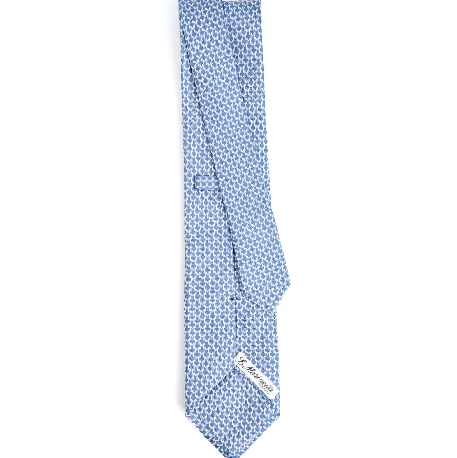 CRAVATTA SARTORIALE CLASSICA IN SETA BLU Microfantasia m geometrica