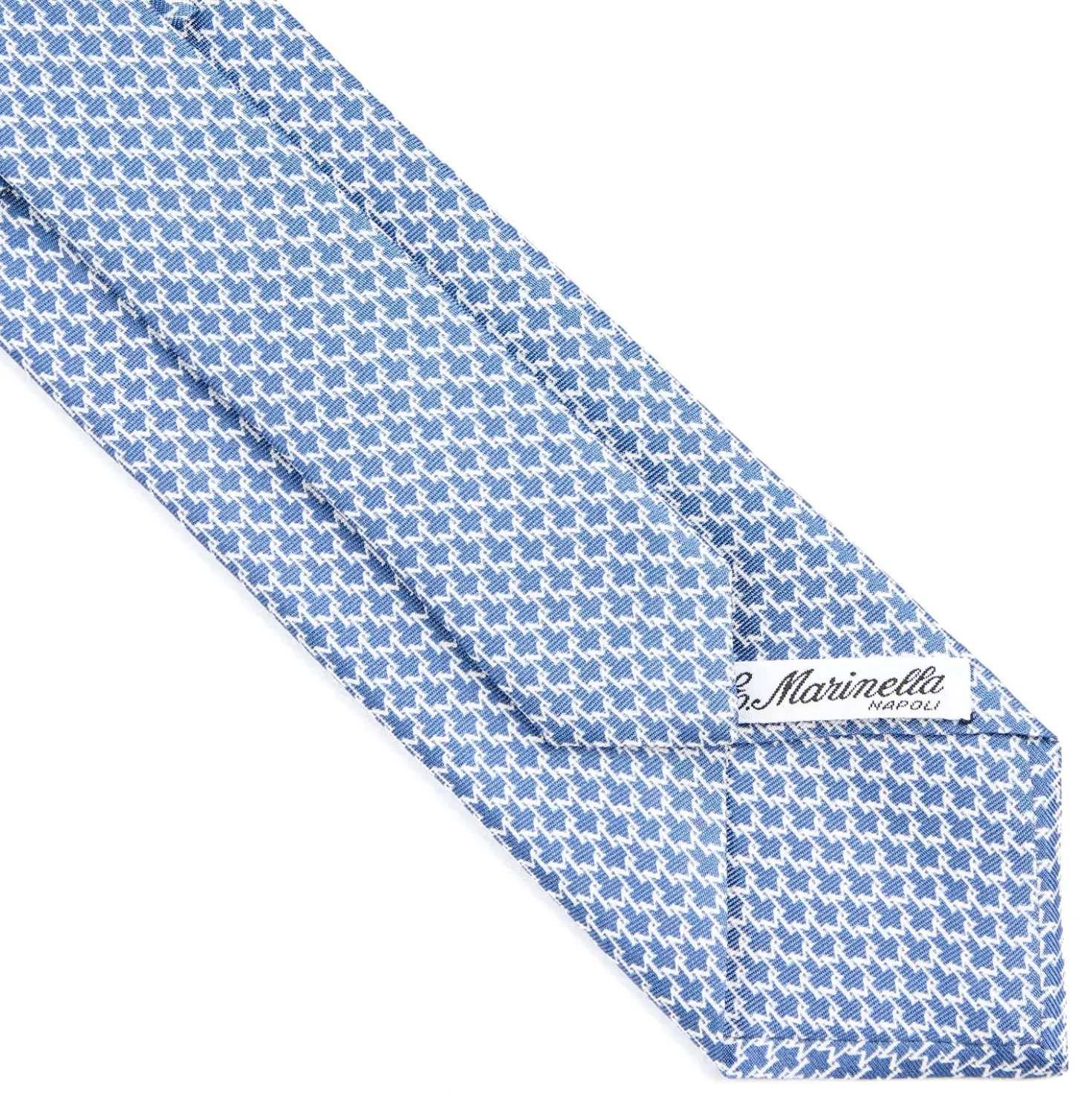 CRAVATTA SARTORIALE CLASSICA IN SETA BLU Microfantasia m geometrica