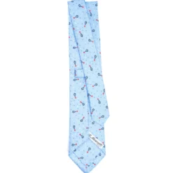 CRAVATTA SARTORIALE CLASSICA IN SETA AZZURRA Disegno natalizio