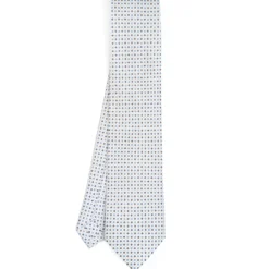 CRAVATTA SARTORIALE CLASSICA IN SETA BIANCA Microfantasia fiore