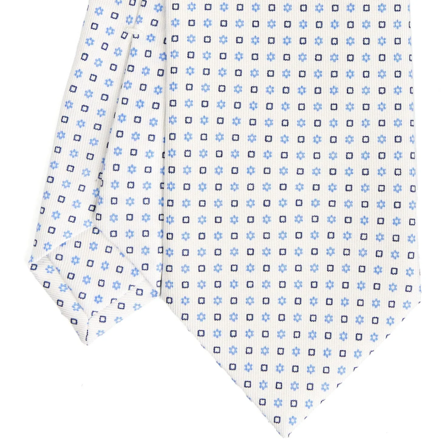 CRAVATTA SARTORIALE CLASSICA IN SETA BIANCA Microfantasia fiore
