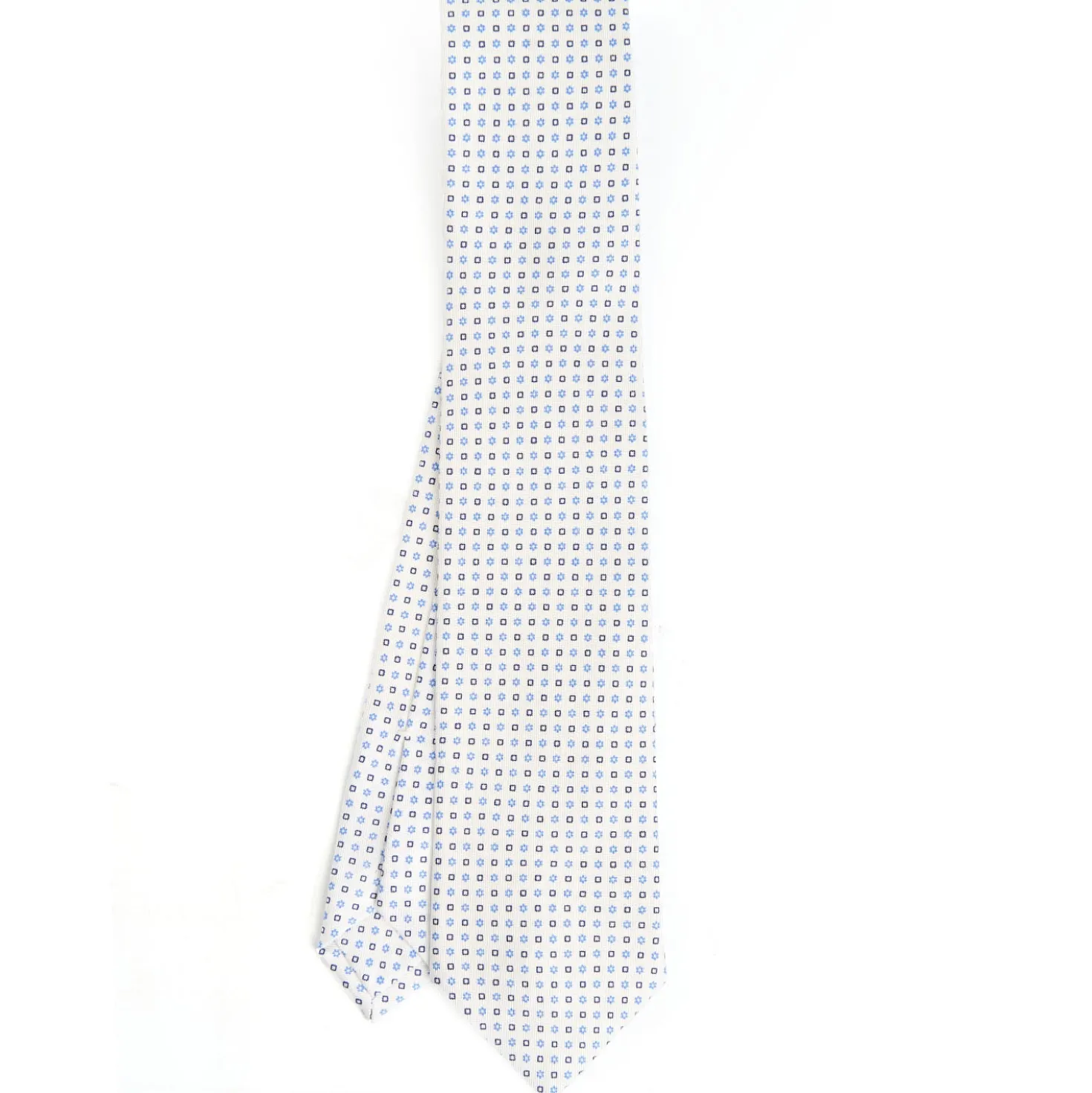 CRAVATTA SARTORIALE CLASSICA IN SETA BIANCA Microfantasia fiore