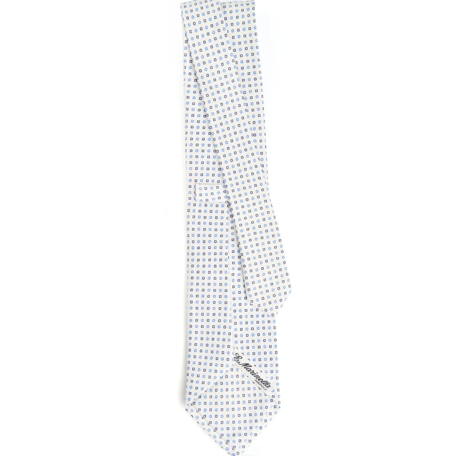 CRAVATTA SARTORIALE CLASSICA IN SETA BIANCA Microfantasia fiore