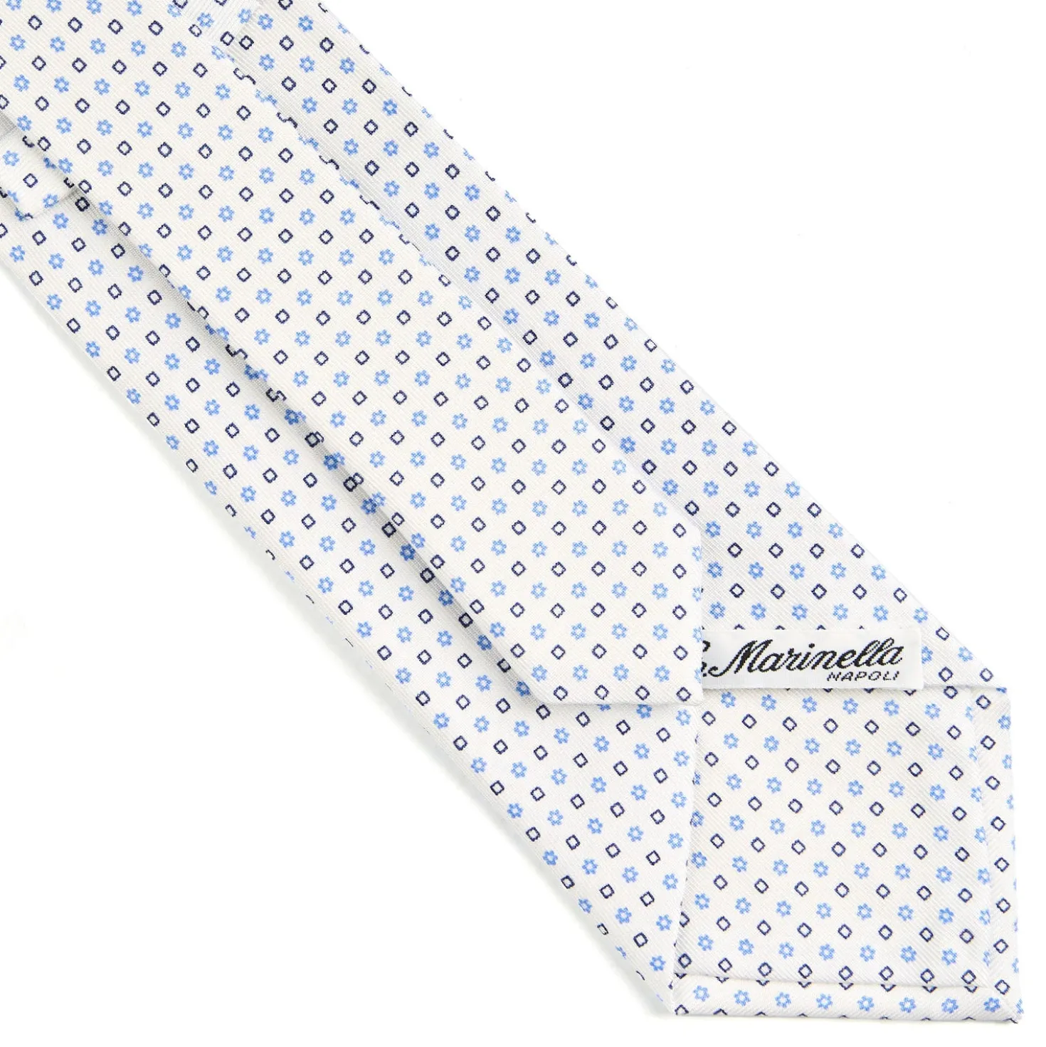 CRAVATTA SARTORIALE CLASSICA IN SETA BIANCA Microfantasia fiore