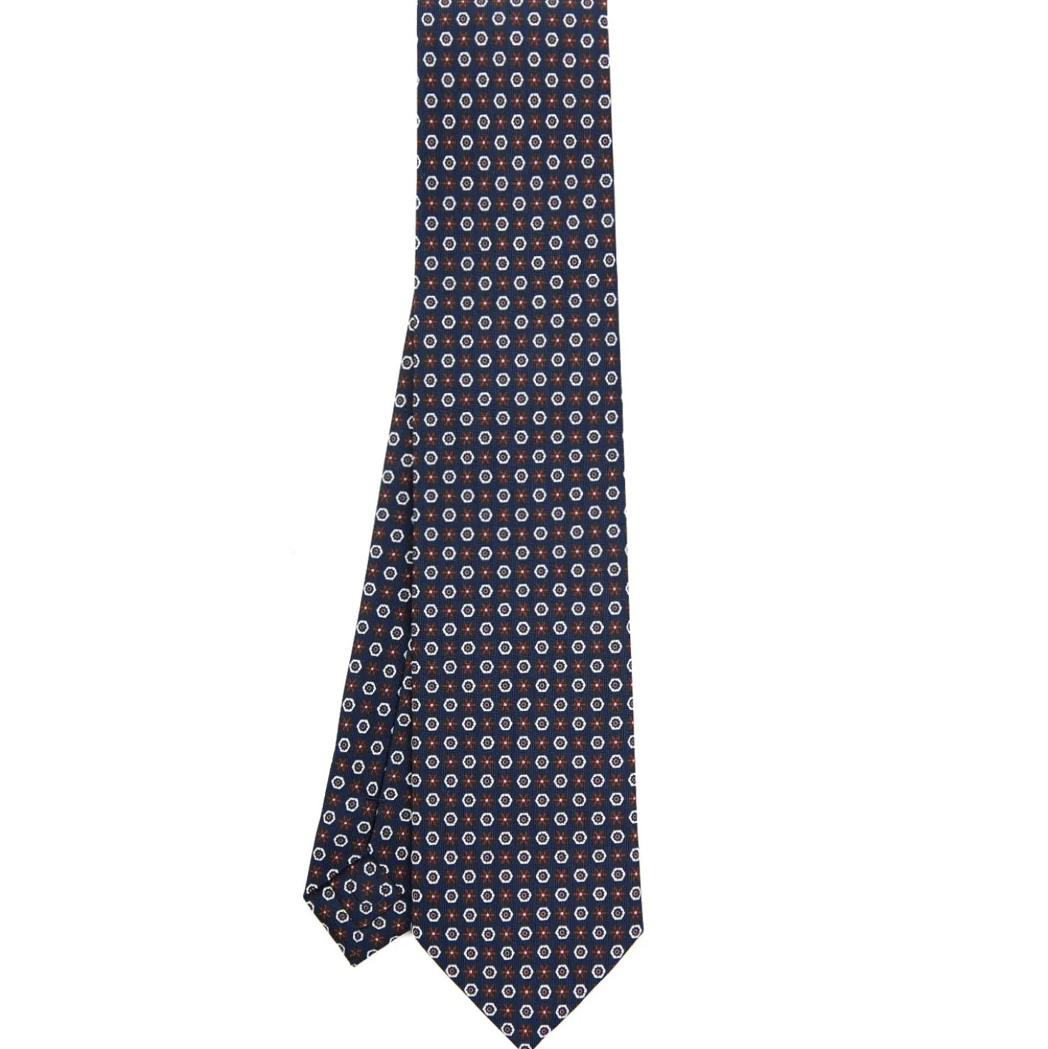 CRAVATTA SARTORIALE CLASSICA IN SETA BLU SCURO Microfantasia fiore
