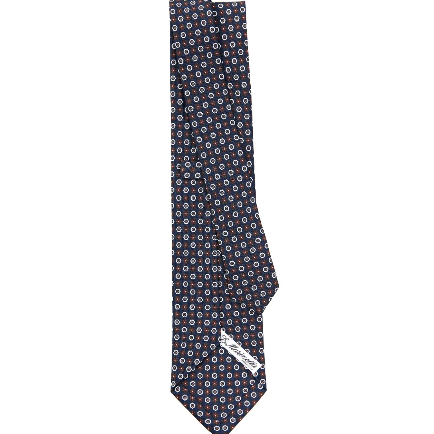CRAVATTA SARTORIALE CLASSICA IN SETA BLU SCURO Microfantasia fiore