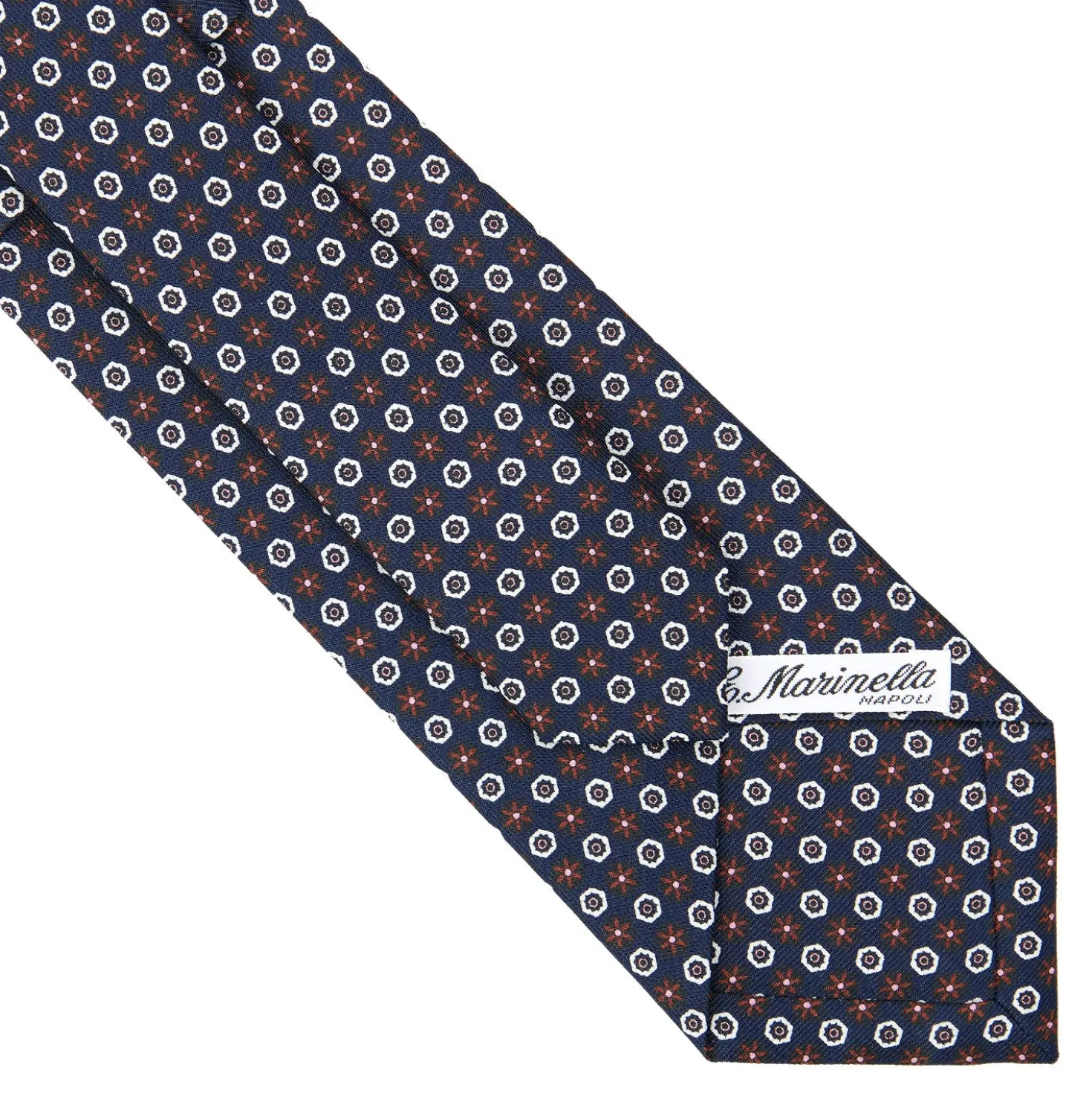 CRAVATTA SARTORIALE CLASSICA IN SETA BLU SCURO Microfantasia fiore