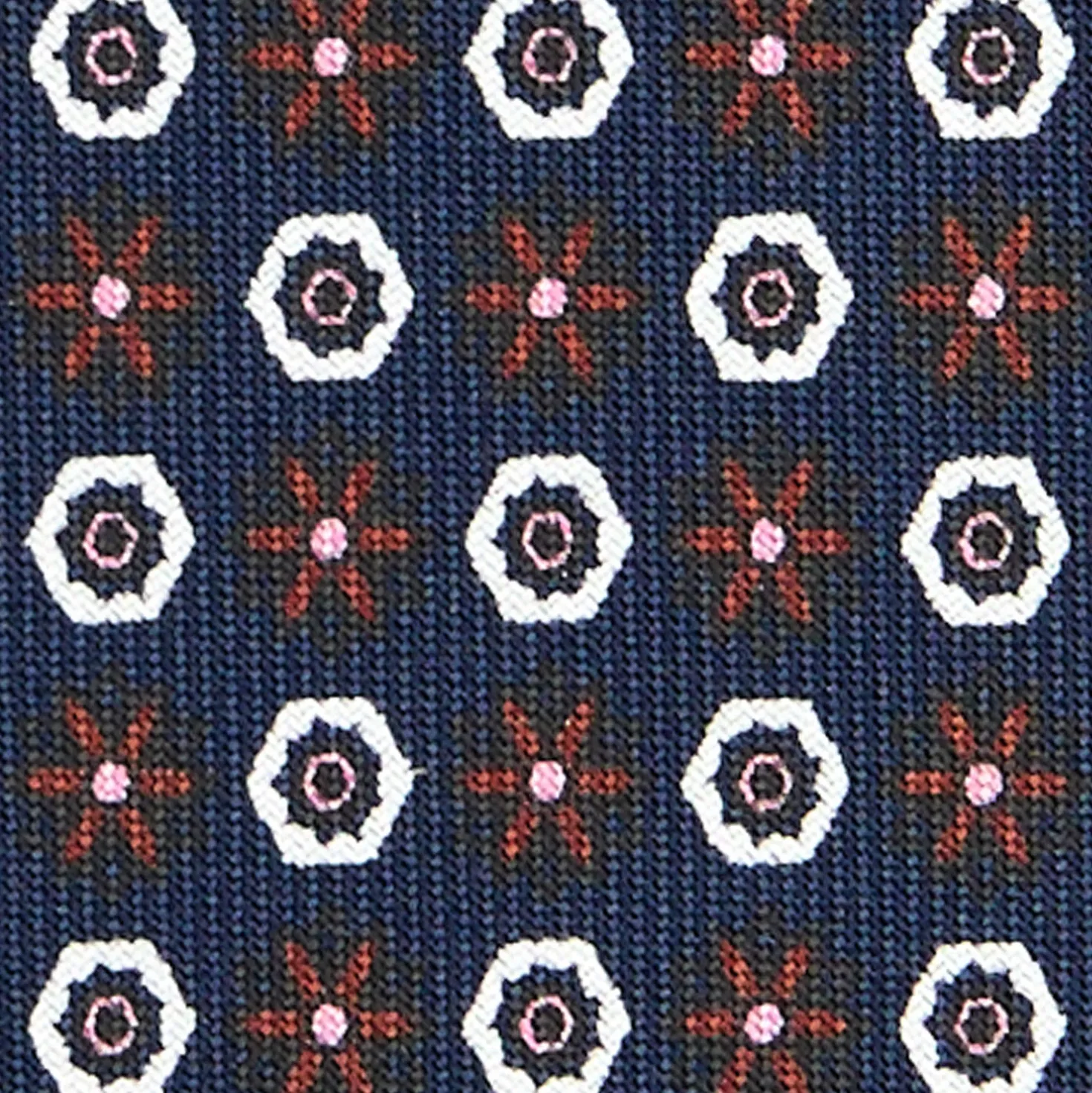 CRAVATTA SARTORIALE CLASSICA IN SETA BLU SCURO Microfantasia fiore