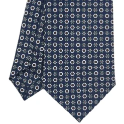 CRAVATTA SARTORIALE CLASSICA IN SETA BLU SCURO Microfantasia fiore