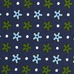 CRAVATTA SARTORIALE CLASSICA IN SETA BLU SCURO Microfantasia fiore