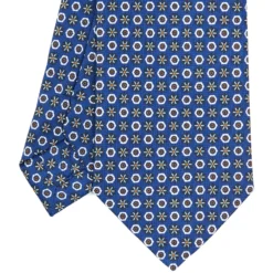 CRAVATTA SARTORIALE CLASSICA IN SETA BLU Microfantasia fiore