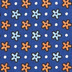 CRAVATTA SARTORIALE CLASSICA IN SETA BLU Microfantasia fiore