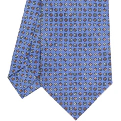 CRAVATTA SARTORIALE CLASSICA IN SETA AZZURRO POLVERE Microfantasia fiore