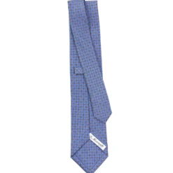 CRAVATTA SARTORIALE CLASSICA IN SETA AZZURRO POLVERE Microfantasia fiore