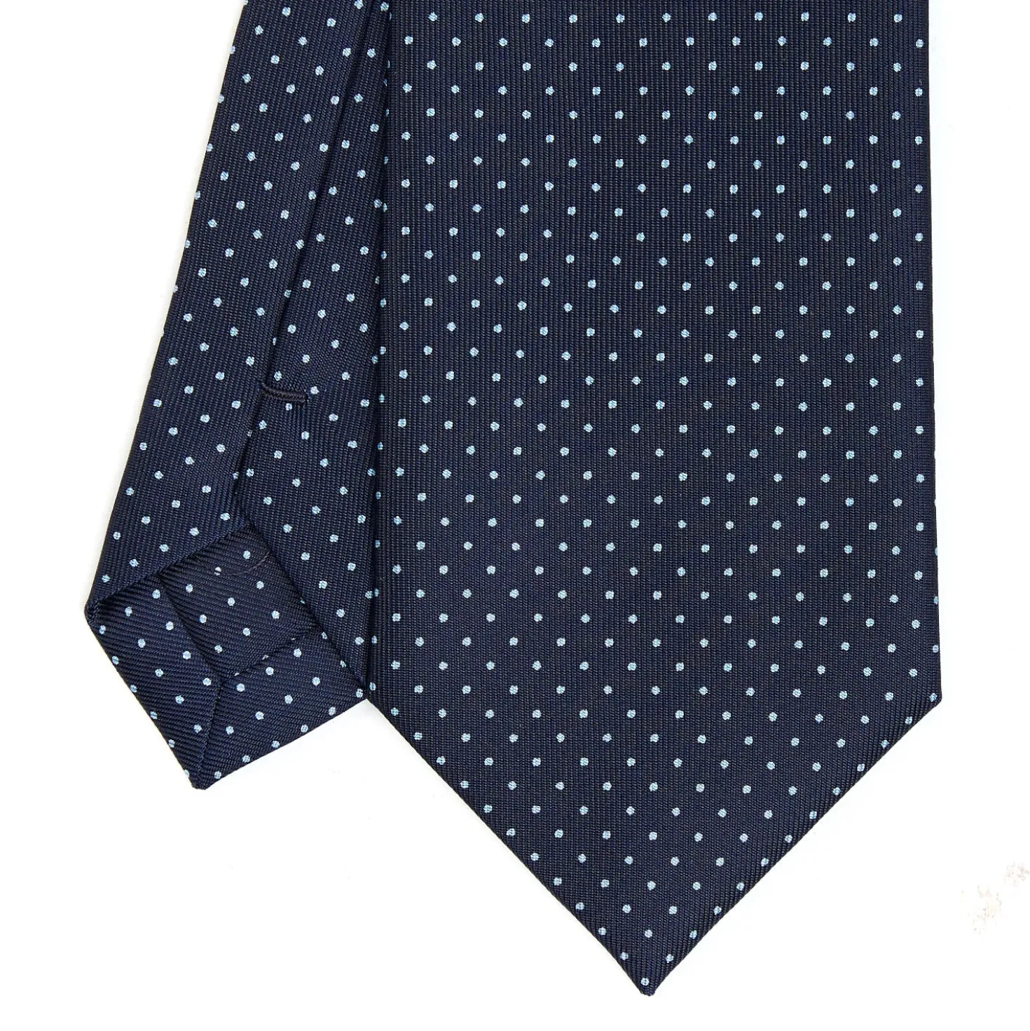 CRAVATTA SARTORIALE CLASSICA IN SETA BLU SCURO Pois