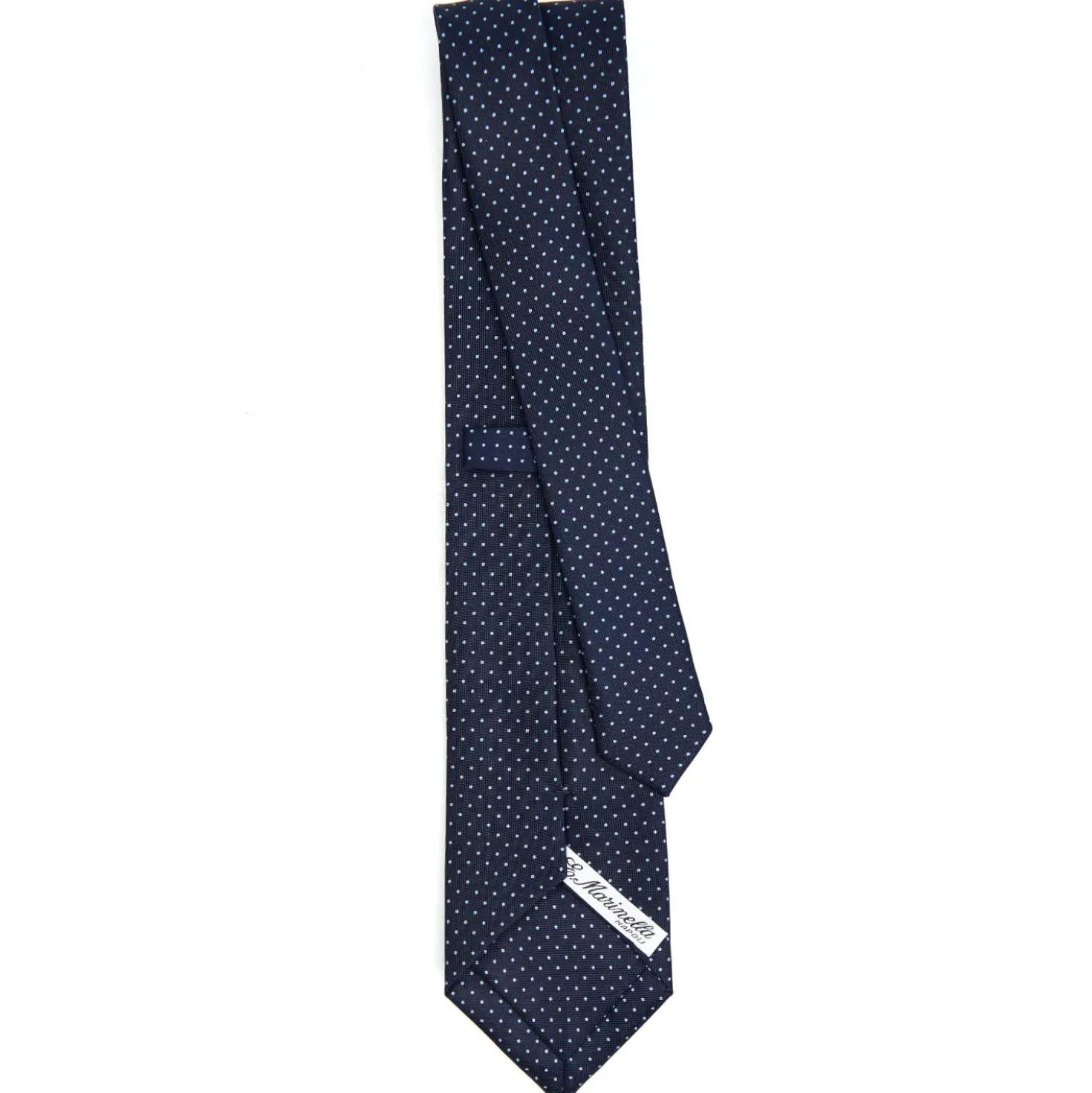 CRAVATTA SARTORIALE CLASSICA IN SETA BLU SCURO Pois