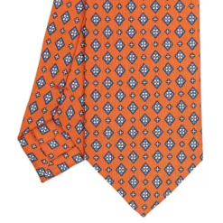 CRAVATTA SARTORIALE 7 CM IN SETA ARANCIONE Microfantasia fiore