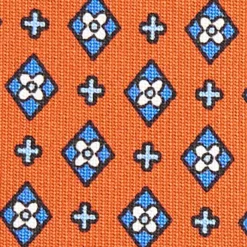 CRAVATTA SARTORIALE 7 CM IN SETA ARANCIONE Microfantasia fiore